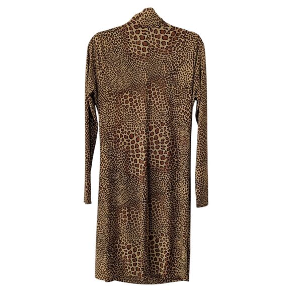 Norma Kamali Sz XL Cheetah Print Wrap Dress Long Sleeve V Neck Mob Wife Sexy EUC - Picture 5 of 9